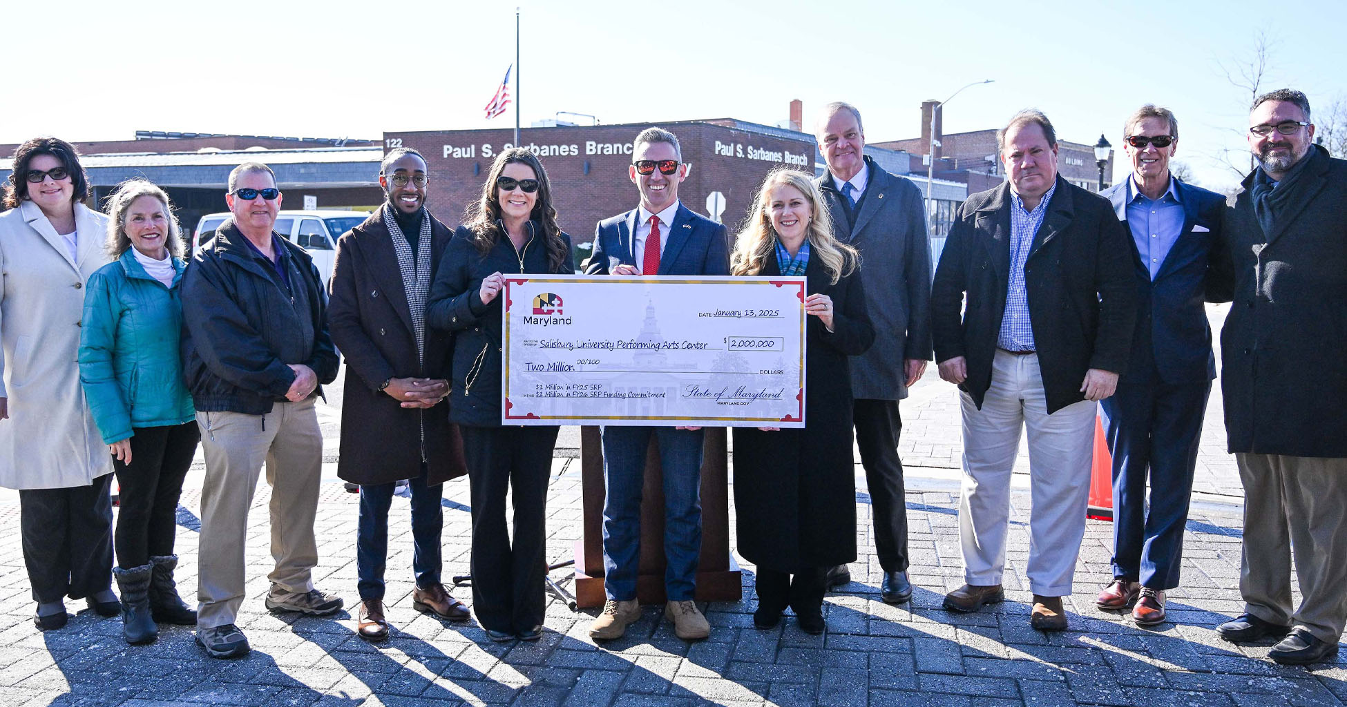 Maryland Department of Housing and Community Development funding announcement for SU Performing Arts Center project